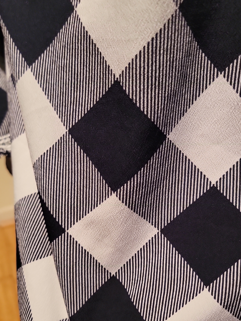 Crown And Ivy Women's Blue and White Checked Boat Neck Top - Picture 6 of 9